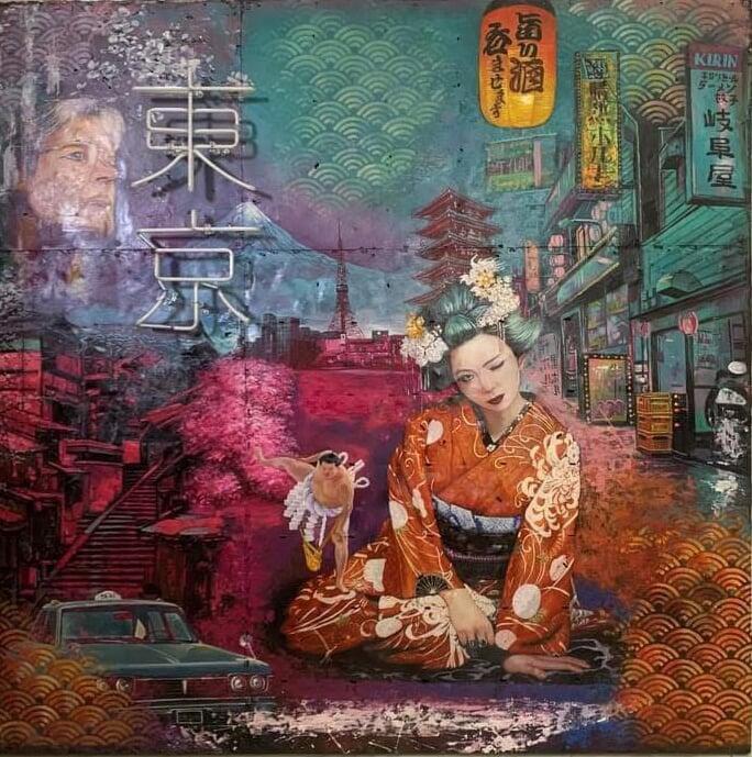 Oil Painting Pop Cultures Asia by Jerome Peschard Aka Skullface JP arts